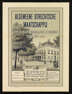 700106 Affiche van de Algemeene Utrechtsche Maatschappij voor geldelijke uitkeeringen na overlijden.N.B. De ...